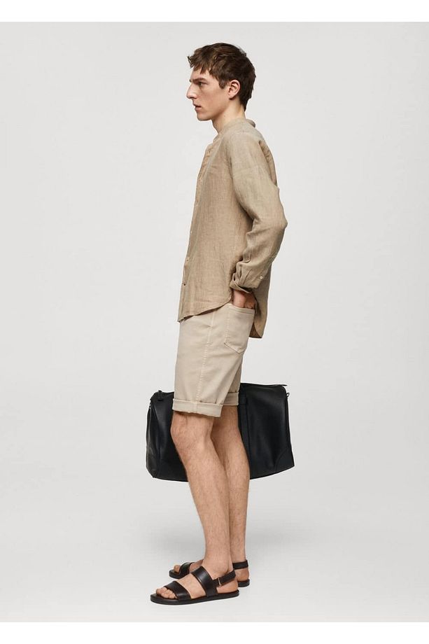Slim fit kot bermuda şort - 5