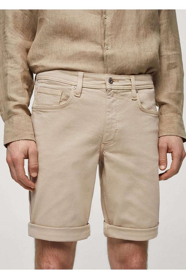 Slim fit kot bermuda şort - 7