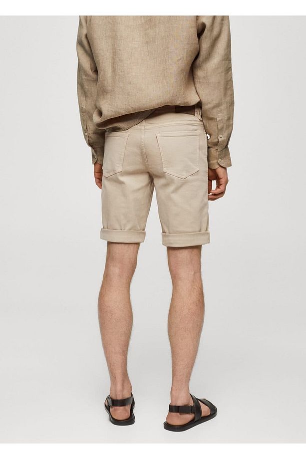 Slim fit kot bermuda şort - 4