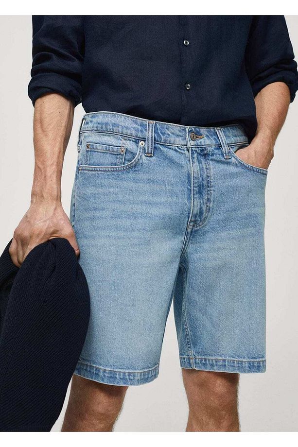 Regular fit denim bermuda şort - 7