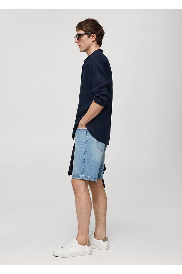Regular fit denim bermuda şort - 5