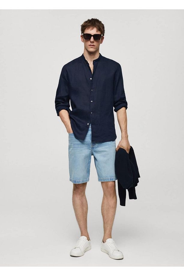 Regular fit denim bermuda şort - 2