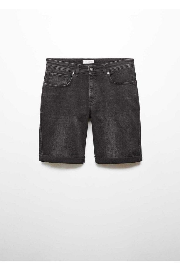 Slim fit kot bermuda şort - 3