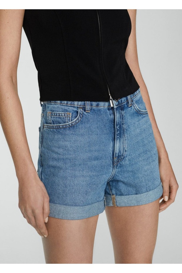 Mom-fit denim şort - 1