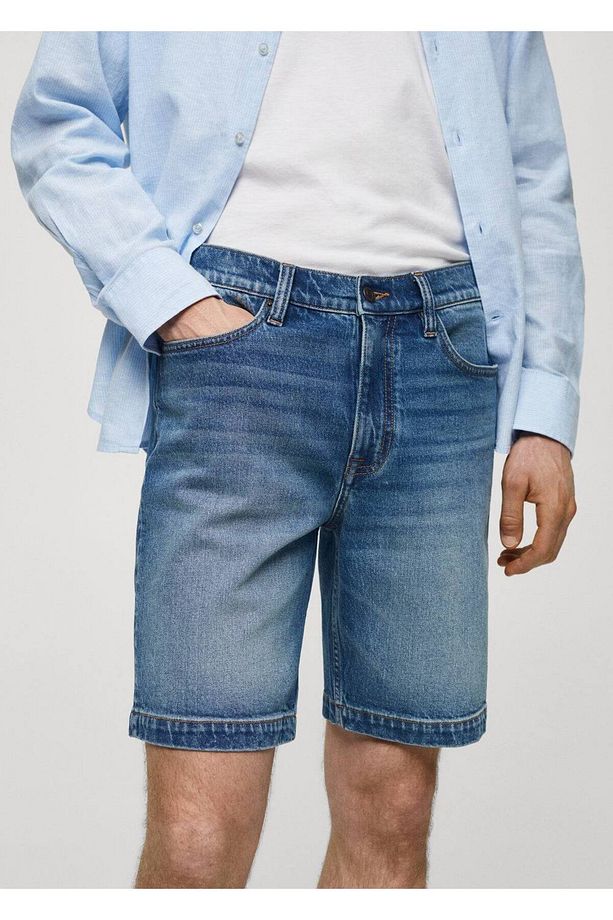 Regular fit denim bermuda şort - 7
