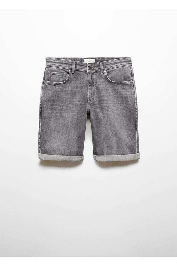 Slim fit kot bermuda şort - 3
