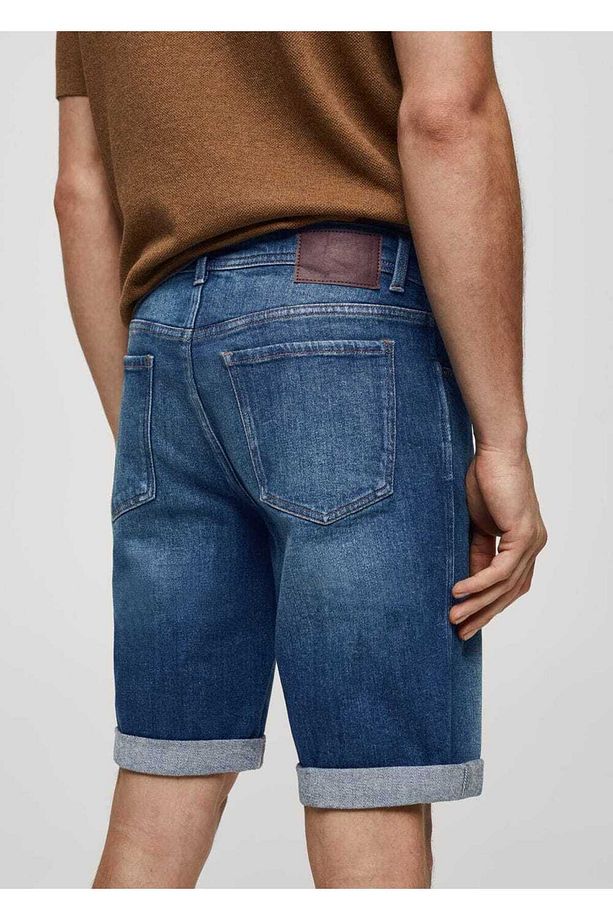 Slim fit kot bermuda şort - 7