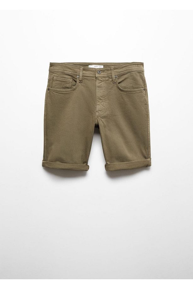 Slim fit kot bermuda şort - 3