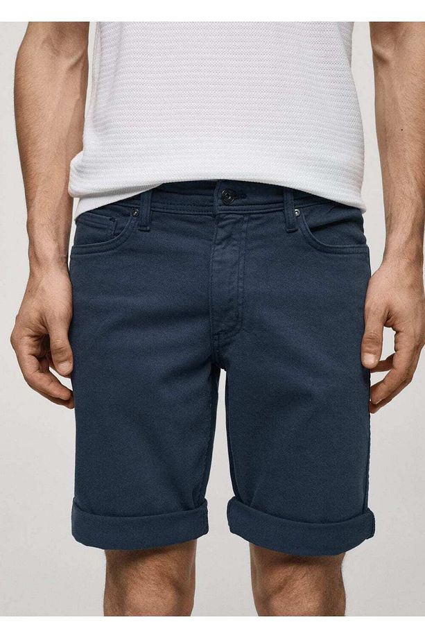 Slim fit kot bermuda şort - 8