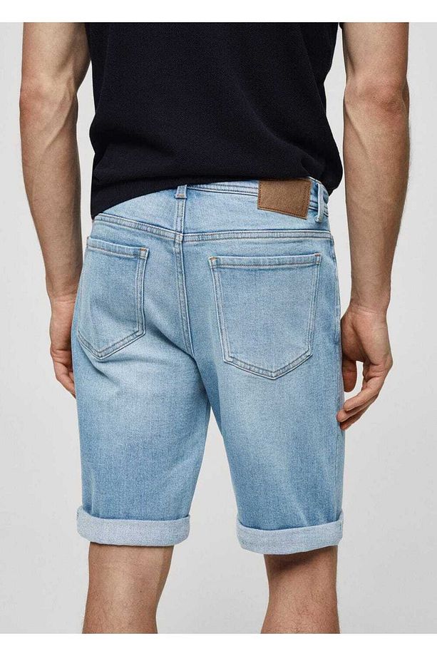 Slim fit kot bermuda şort - 7
