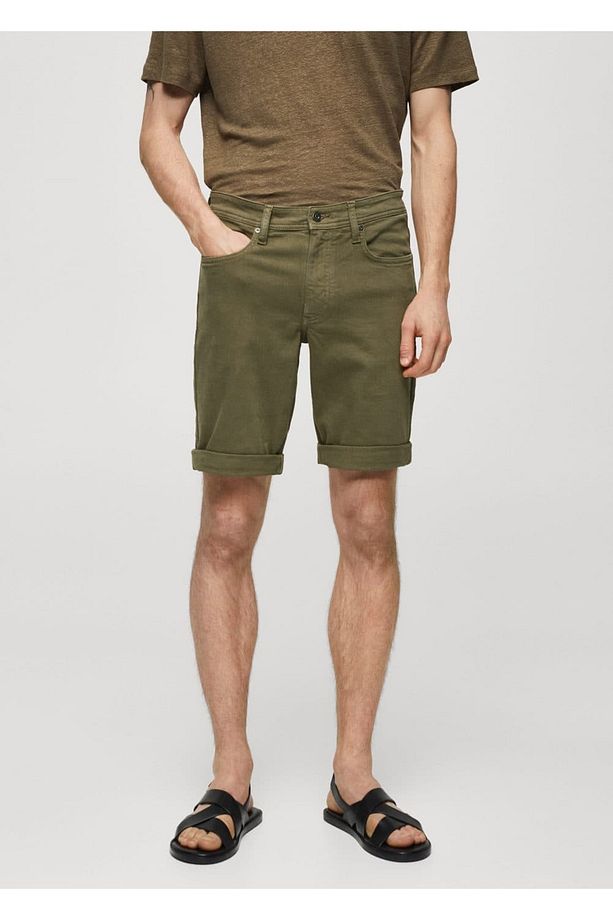Slim fit kot bermuda şort - 1