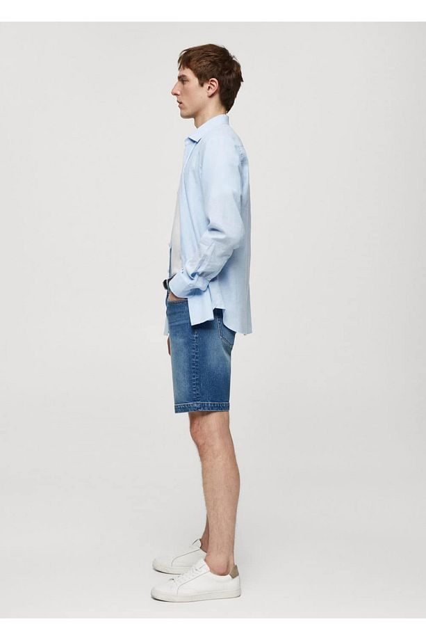 Regular fit denim bermuda şort - 5