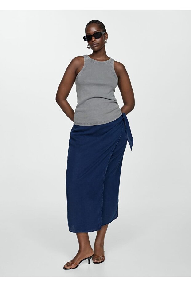 Lyocell Bağ Detaylı Etek - 6