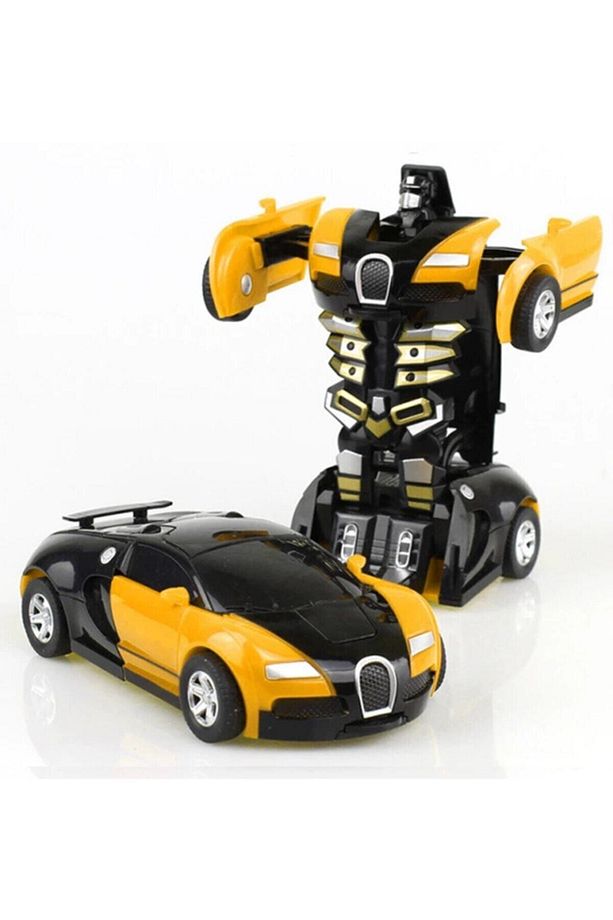 1 Adet  Robot Çek Bırak Araba - Kendinden Robota Dönüşebilen Araba Bugatti - 1 Adet Erke - 6