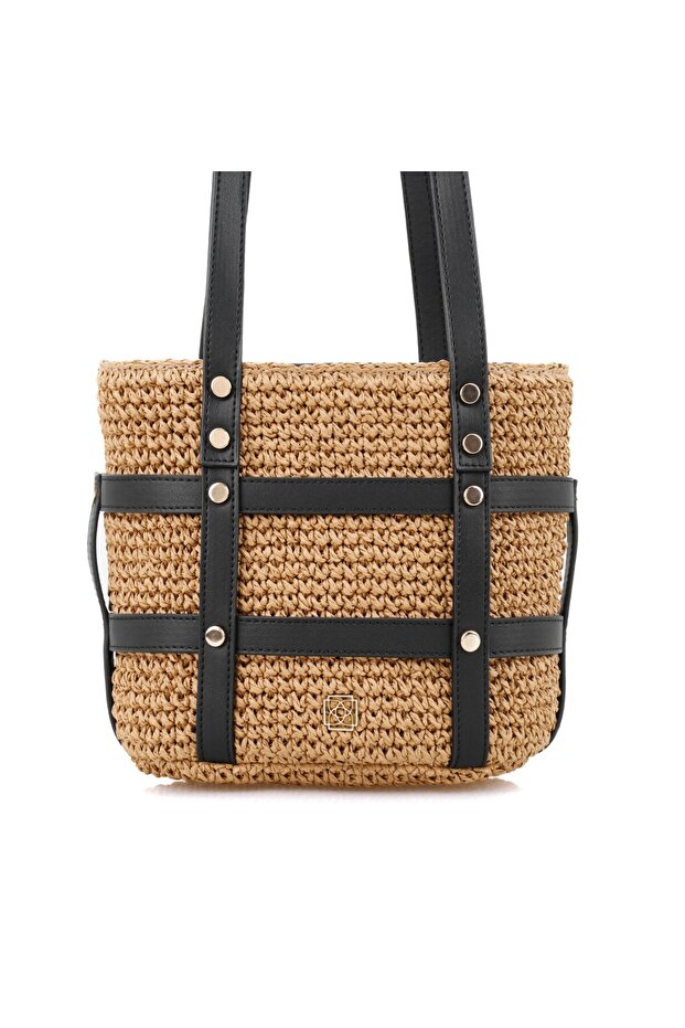 Kenyon Black Women's Straw Shoulder Bag - 1