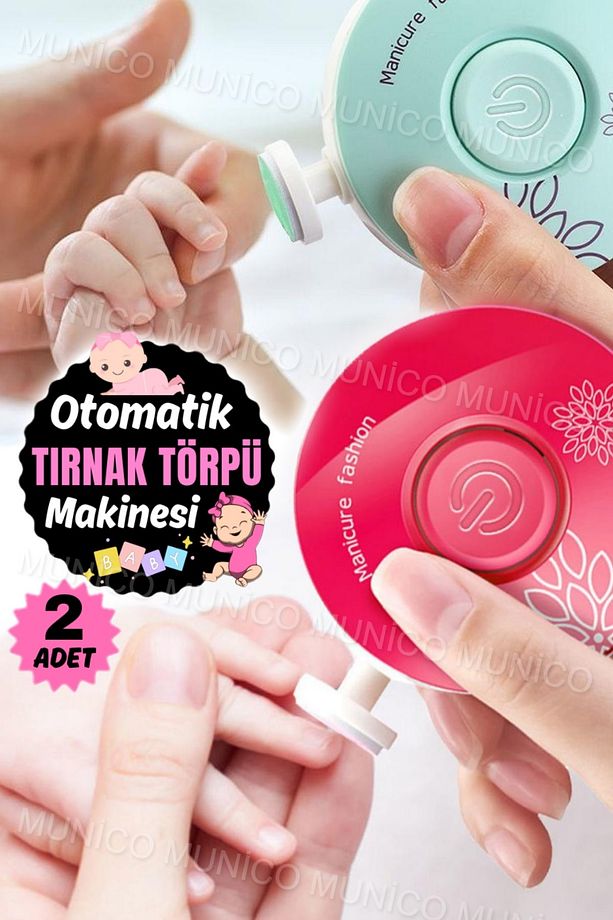2 Adet Bebek Elektrikli Tırnak Törpü 6 in 1 Arada Şarj Edilebilir Dosya Manikür Seti Bebek Ve Çocuk - 6