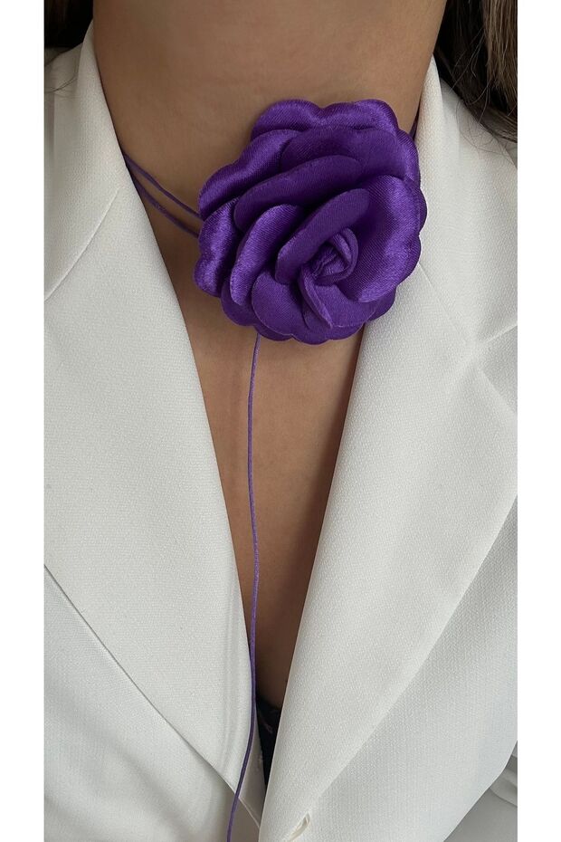 Lace-Up Fabric Flower Choker Necklace Rose Necklace