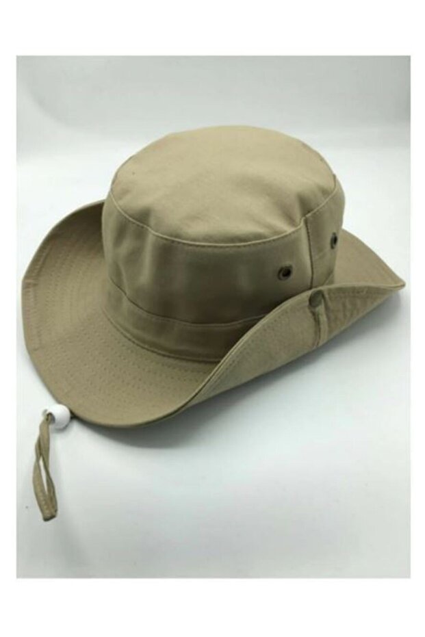 Unisex Linen Summer Foldable Safari Fedora Hat Beige