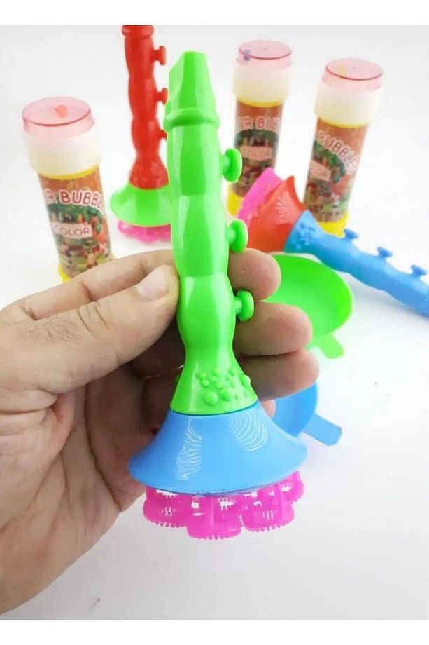 10 Adet Üflemeli Köpük Yapma Seti Karne Hediyesi Oyuncak Borazan Baloncuk Seti Oyuncak - 3