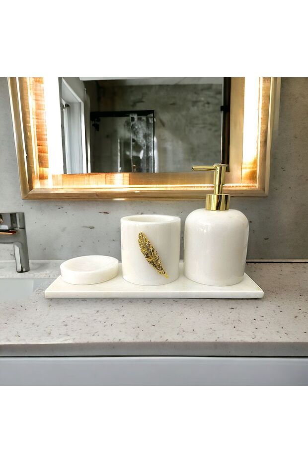 Mermer 4'lü Figürlü Banyo Seti - 3