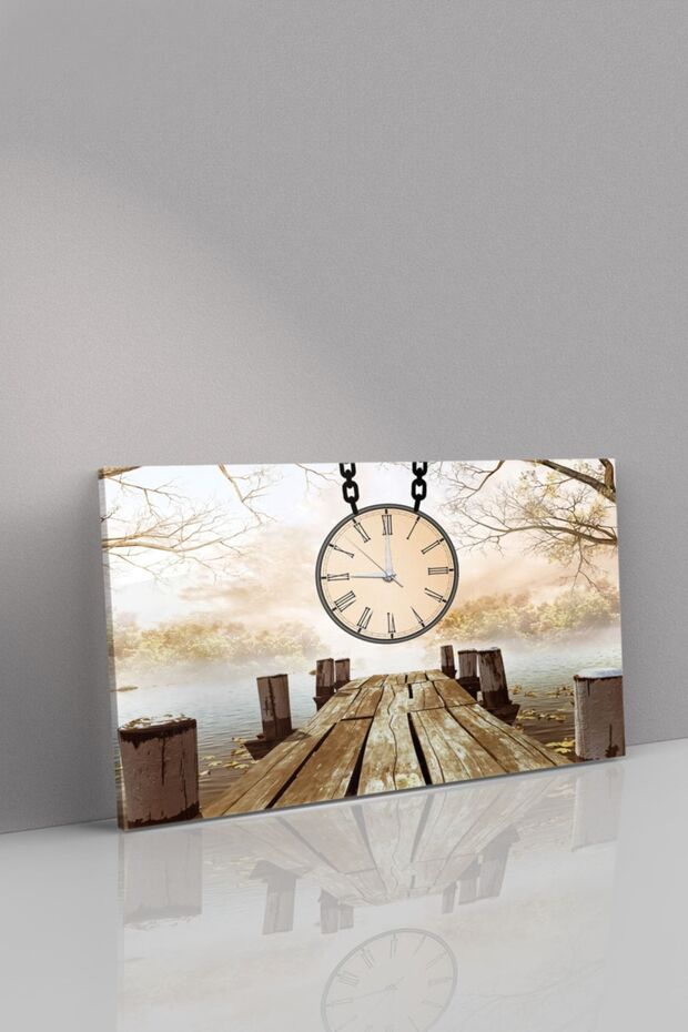 Deniz Kenarı Saatli Kanvas - Canvas Tablo - 2
