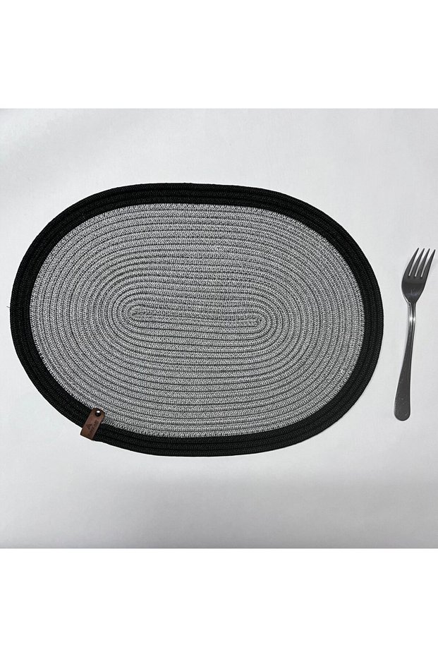 Decorative Snail Jute Woven Placemat Oval Gray Double Color