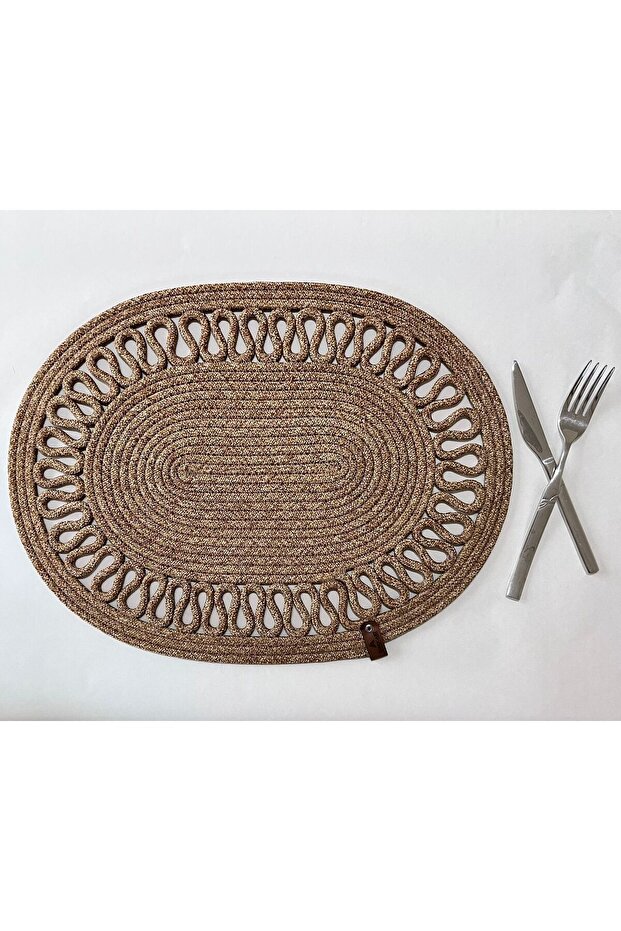 Decorative Wavy Jute Woven Placemat American Service Oval Tripod Wicker