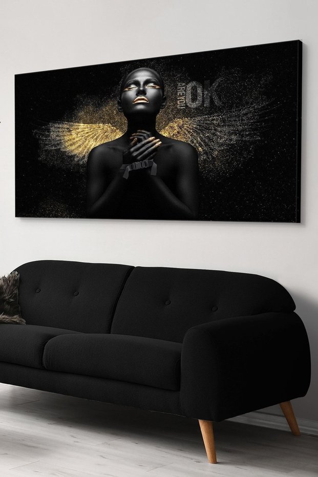 Black Angel Woman Canvas-Canvas Painting