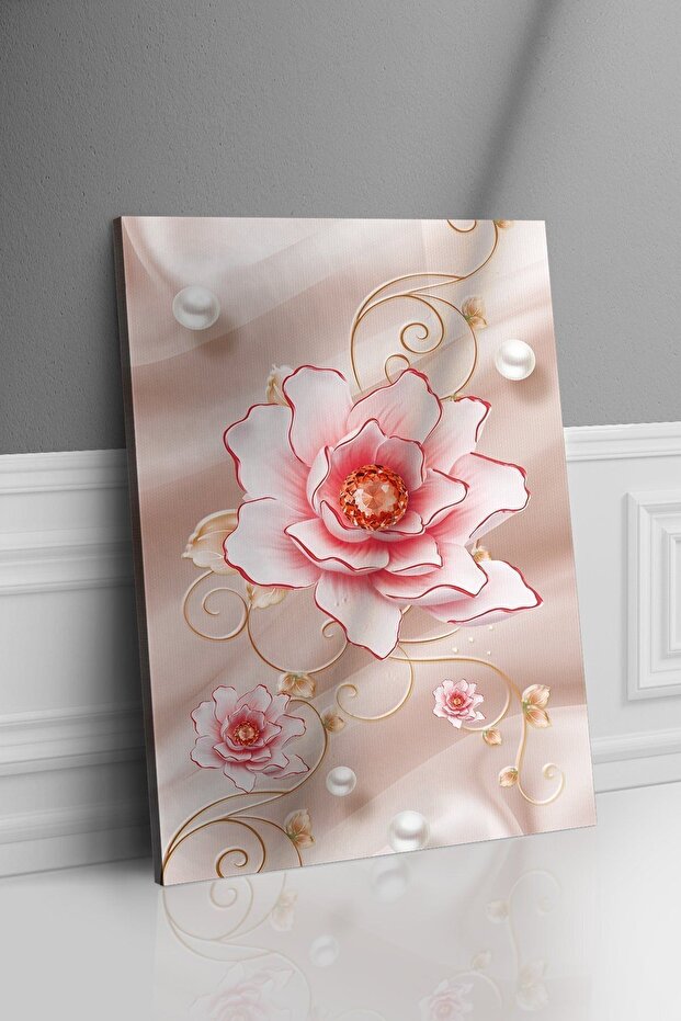 Pembe Çiçekler Kanvas - Canvas Tablo - 3