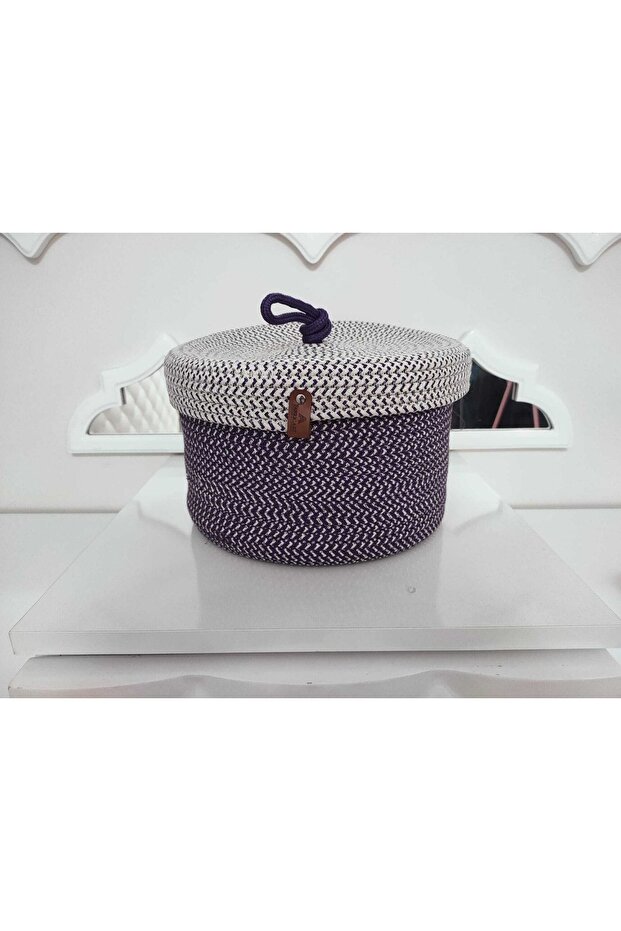 Jute Reed Lid Basket, Handwoven, Multi-Purpose Basket, Bathroom and Kitchen Organizer