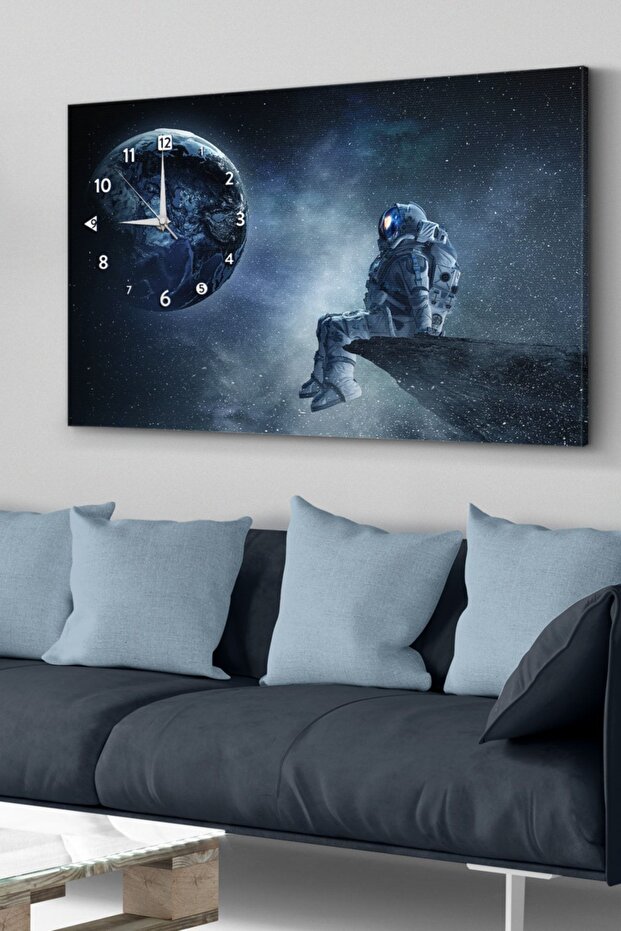 Astronot Saatli Kanvas - Canvas Tablo - 1