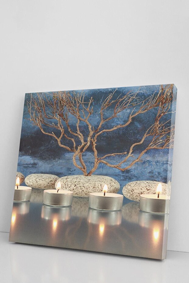 Mumlar Yaprak Tek Parça Kare Kanvas - Canvas Tablo - 2