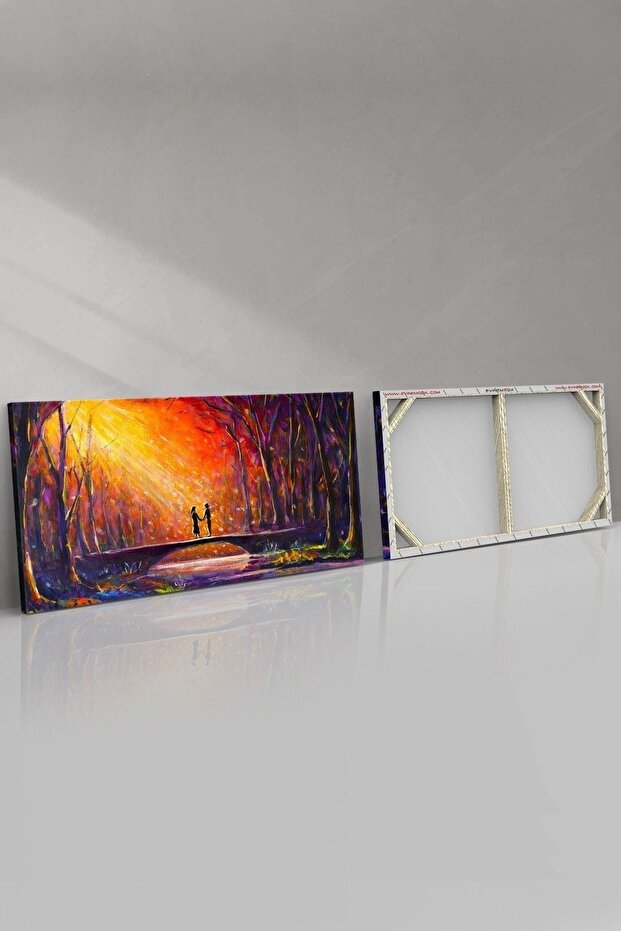 Sanatsal Çift Aşk Tek Parça Kanvas - Canvas Tablo - 3