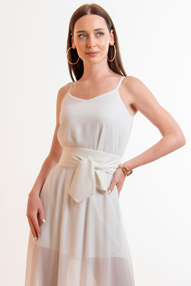 Ecru Bağlamalı Kemer - 1