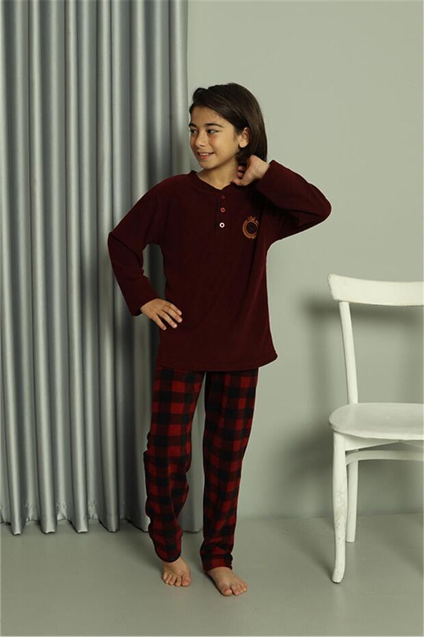 Boy's Welsoft Polar Claret Red Pajama Set 20549