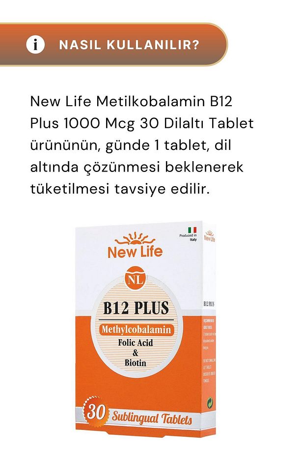 Metilkobalamin B12 Plus 1000 Mcg 30 Dilaltı Tablet - 4 Adet - 4