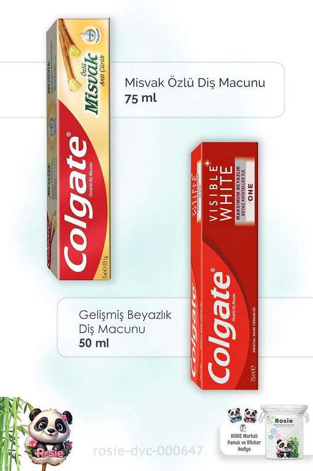 Misvak Özlü 75 ml, Visible White 75 ml Diş Macunu ve ROSIE - 1