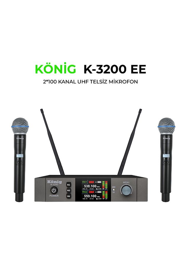 K-3200 2 El UHF TELSİZ MİKROFON - 1