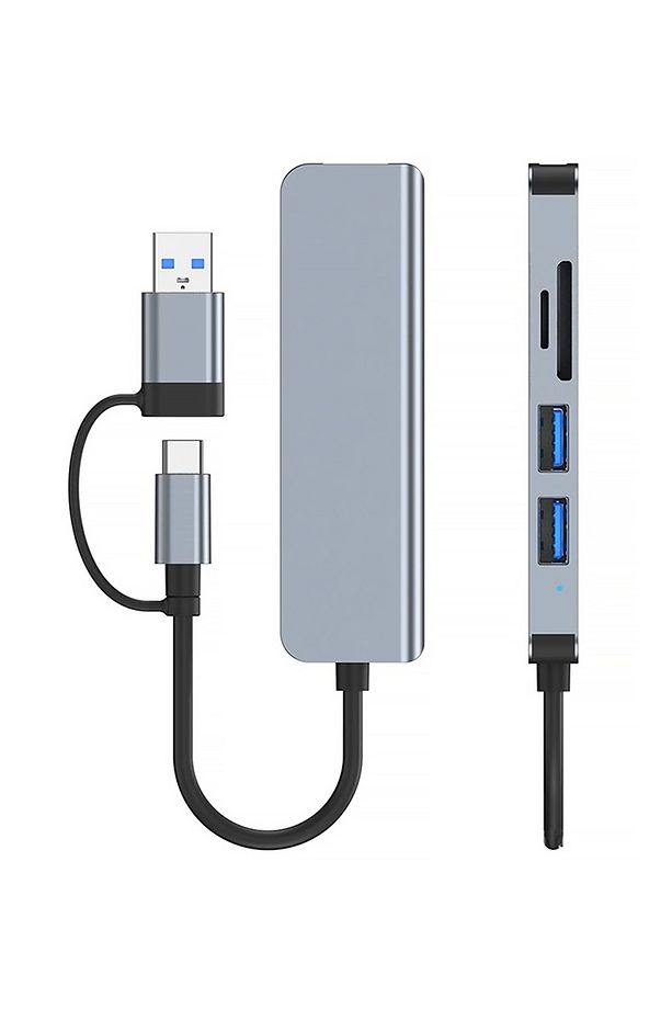 7IN1 Type-C To USB 3.0 Sd Tf Pd Kart Okuyucu Çevirici Dönüştürücü Taşınabilir OTG Adaptör - 7