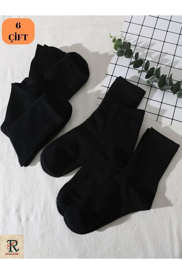5 Pairs Unisex Plain Black Tennis Socks College Socks Women Men Socks