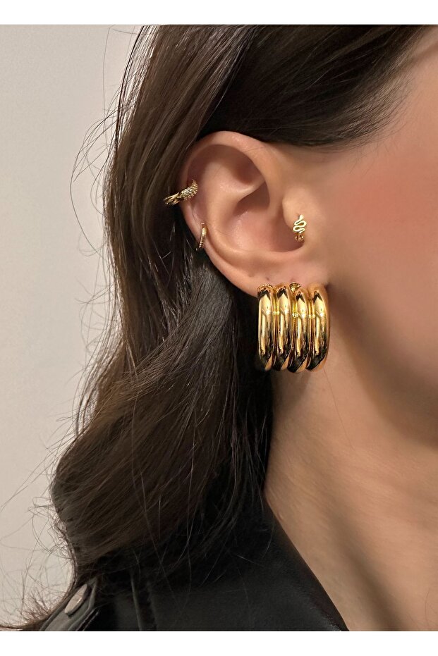 Four Row Tubular Earrings