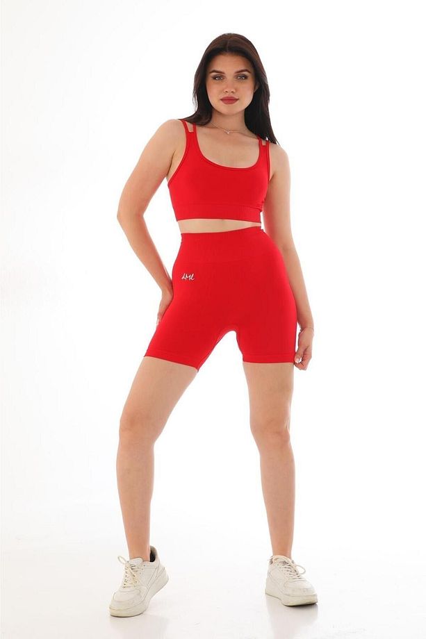 Seamless Kırmızı Şort Takım - 6