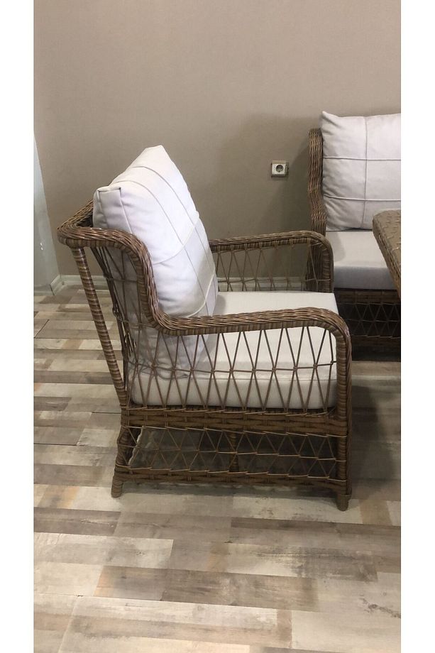 Rattan çay seti kahve rengi - 7