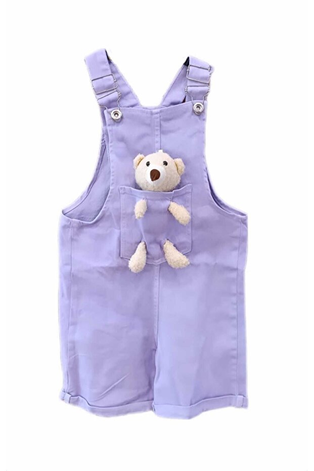 Lilac Toy Plush Teddy Bear Adjustable Hook Cotton Shorts Jumpsuit Salopet