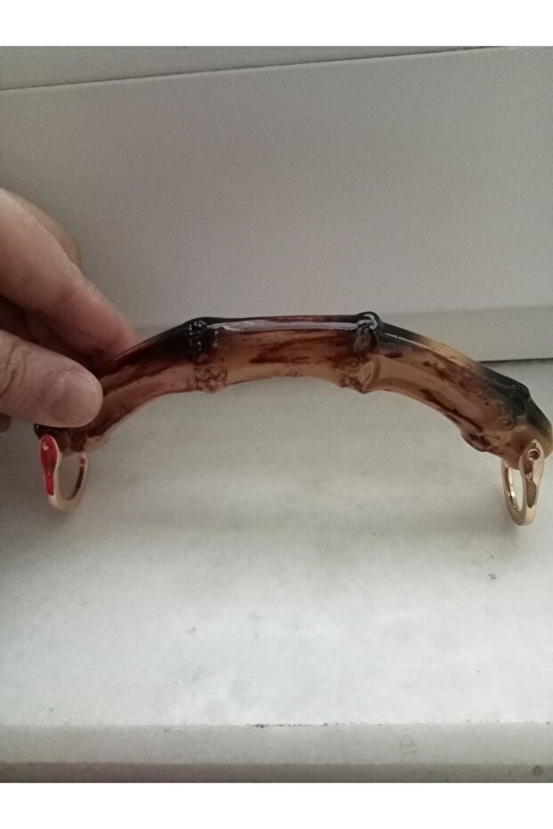 Bambu Görünümlü Akrilik 15 Cm C Model Çiftli Çanta Sapı - 5