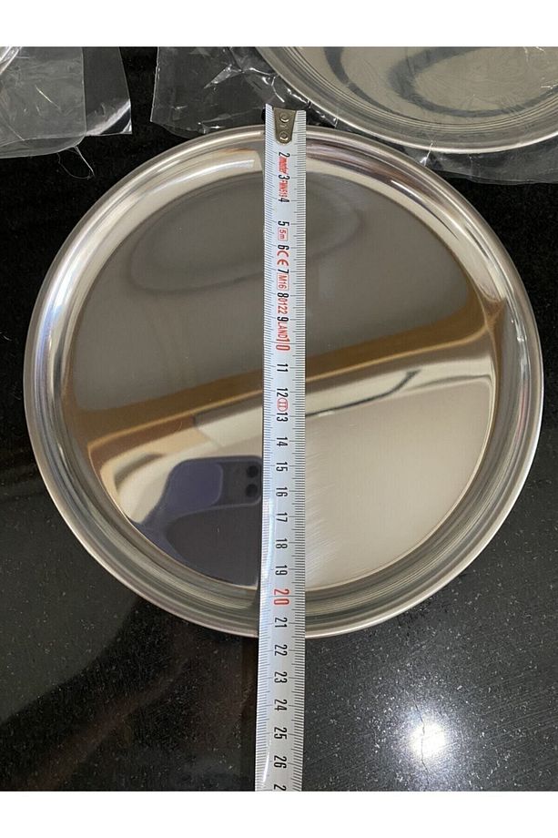 2 Adet 21,5 Cm Paslanmaz Çelik Sunum Tabağı Tepsisi - 5
