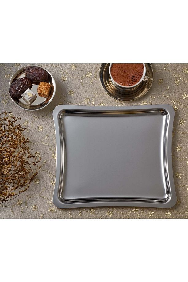2 Adet Shiny Çay Kahve Tatlı Sunum Tepsisi - 2