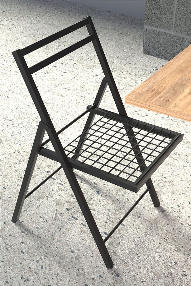 1 Adet Katlanır Metal Sandalye Minderli Bistro Sandalye 2024s - 3