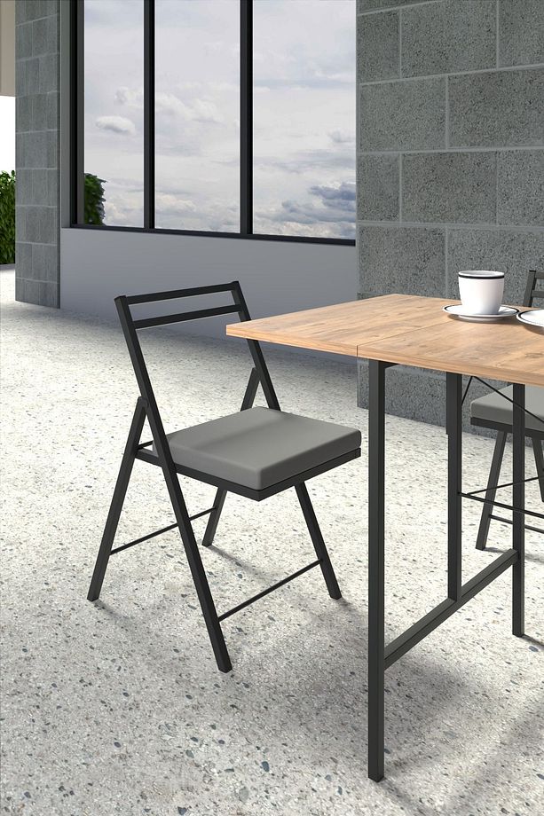 1 Adet Katlanır Metal Sandalye Minderli Bistro Sandalye 2024s - 6