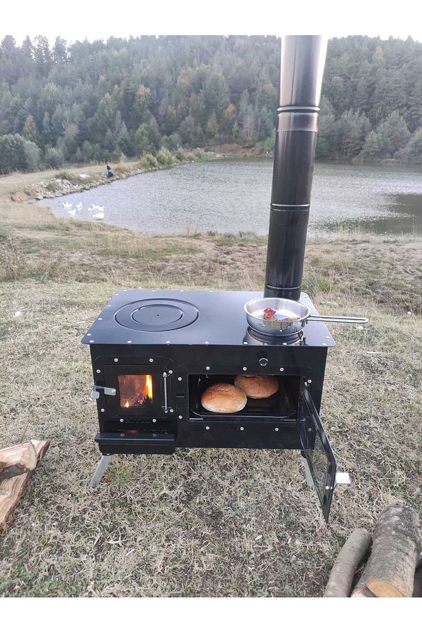 Kamp Ve Çadır Sobası Kuzineli Fırınlı Odun Yakan Taşınabilir Soba - 2